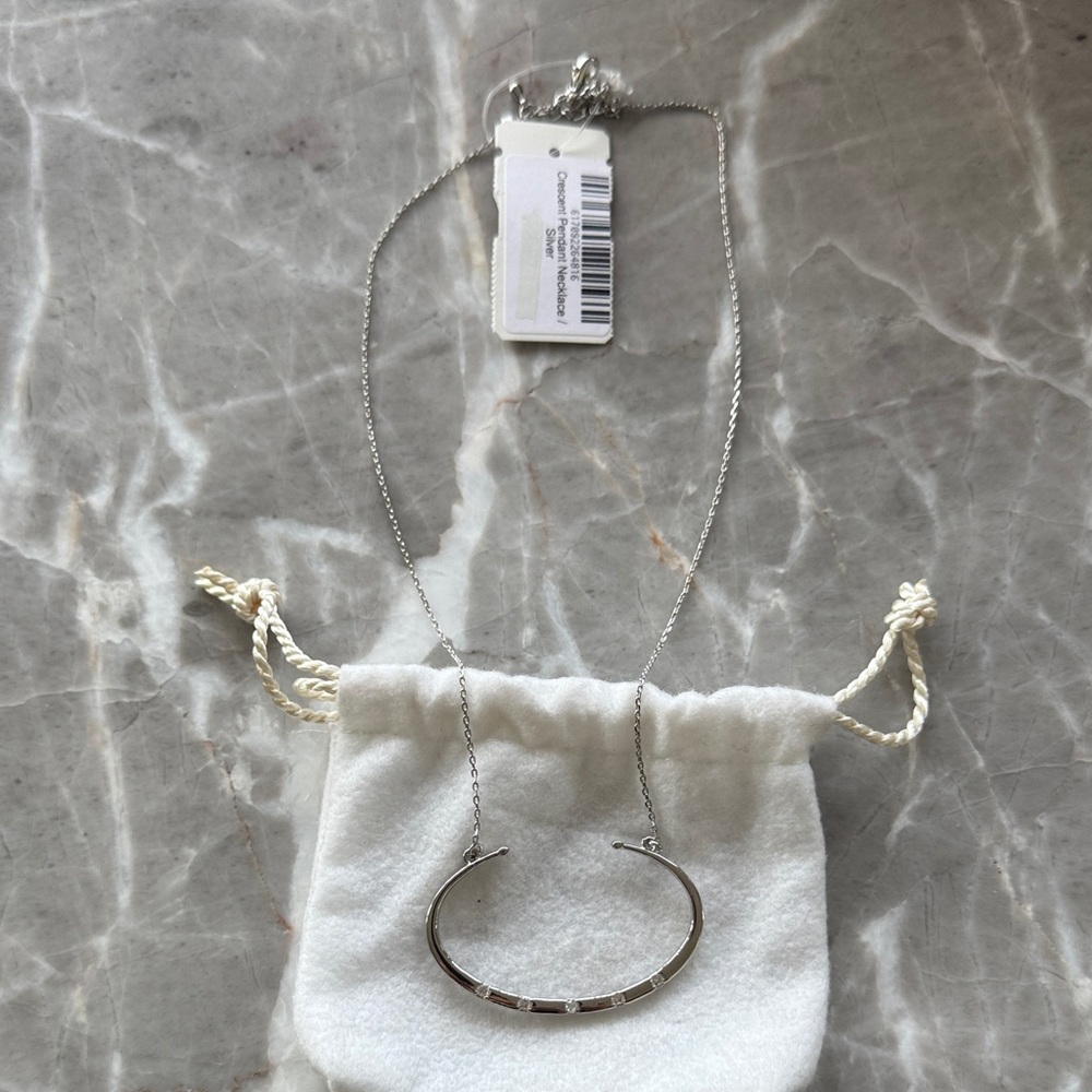 Silver Tone Curved Bar Necklace - Women Jewelry